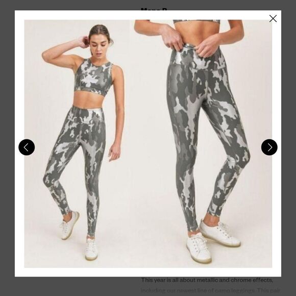 MONO B SILVER FOIL HIGH WAIST CAMO LEGGINGS IN GUN METAL - Picture 1 of 6